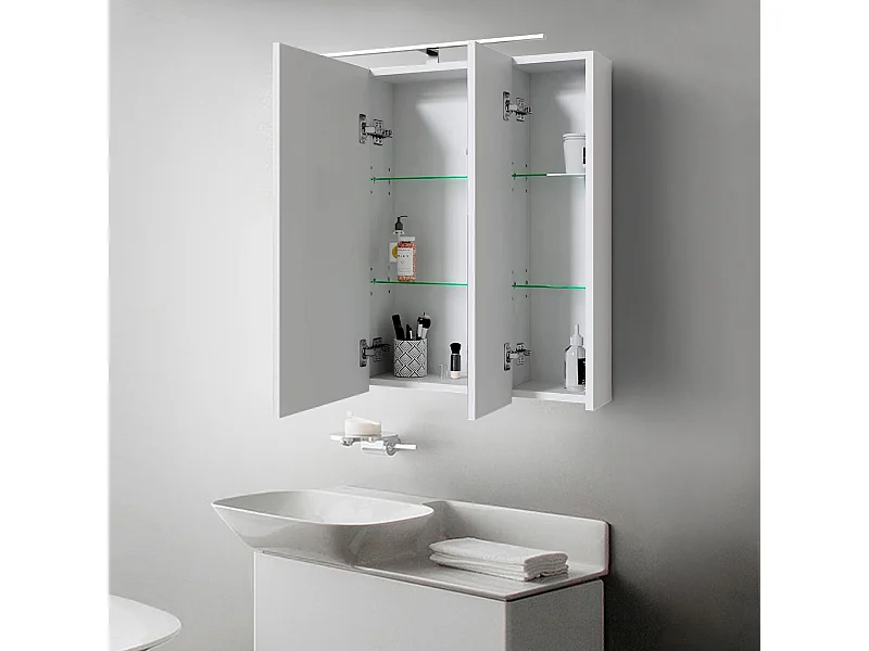 Armoire de toilette salle de bain avec miroir et LED 72,4x72x15 cm ML-DESIGN