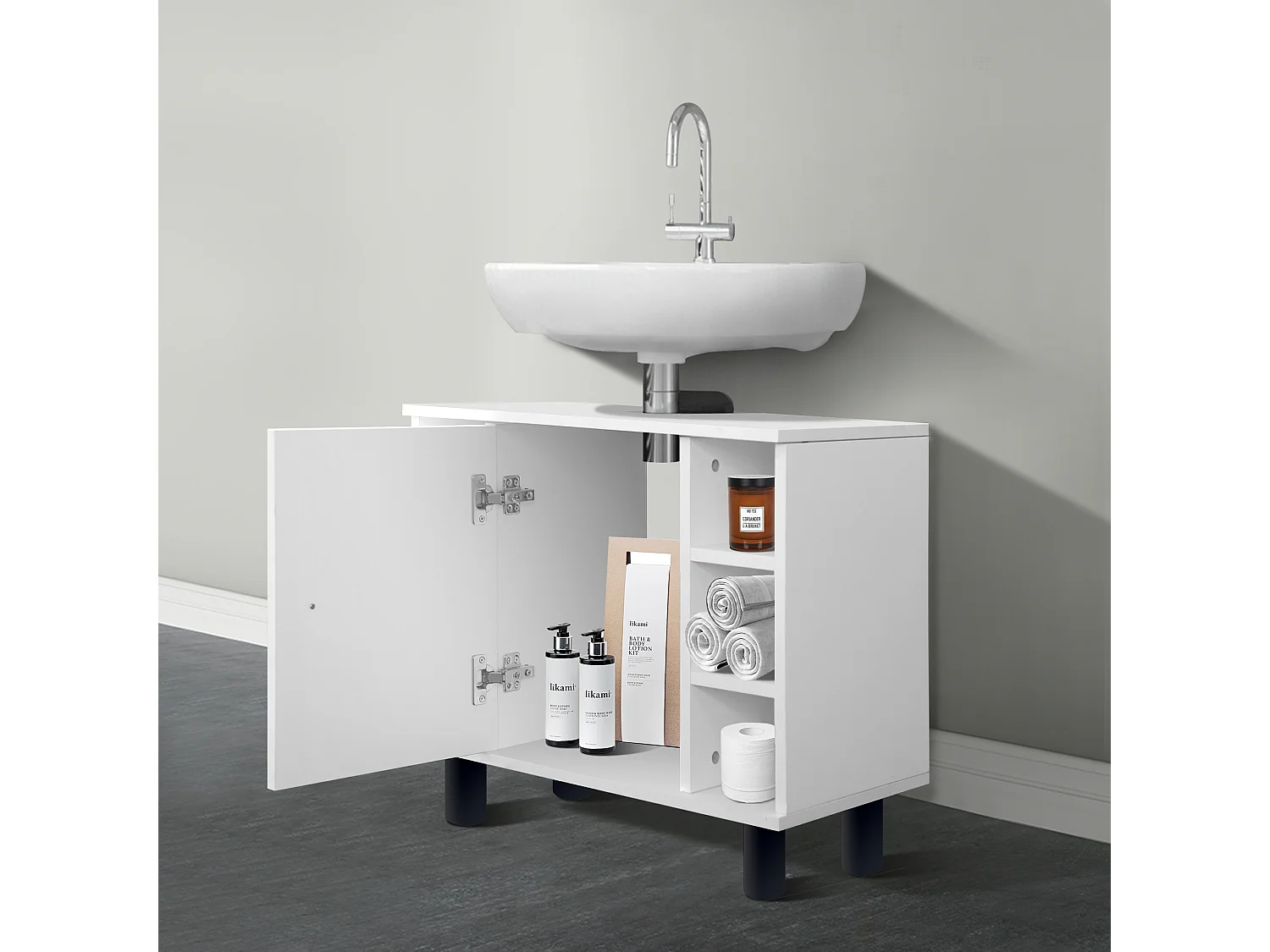 Lote de 2 muebles de baño conjunto lavabo mueble y espejo ML-DESIGN