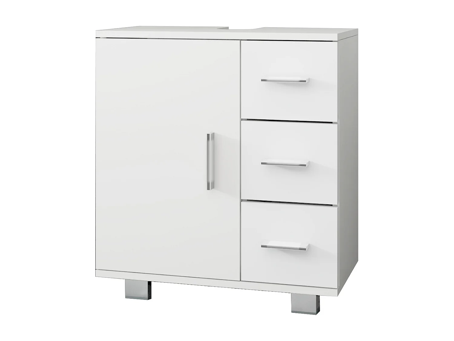 Meuble sous lavabo blanc 1 porte 2 étagères 3 tiroirs MDF mélamine ML-DESIGN