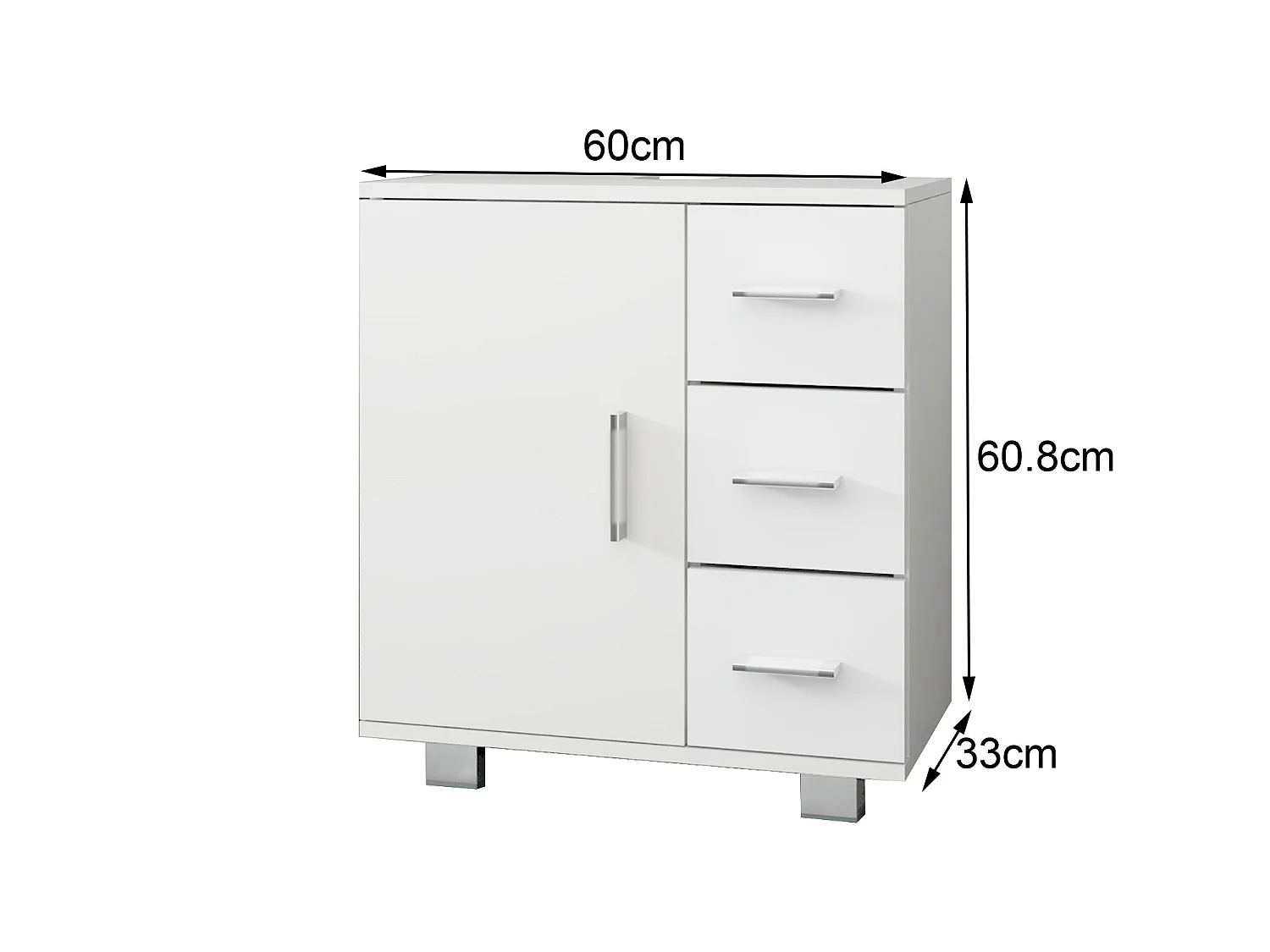 Mobile Vanity bianco 1 anta 2 ripiani 3 cassetti MDF ML-DESIGN