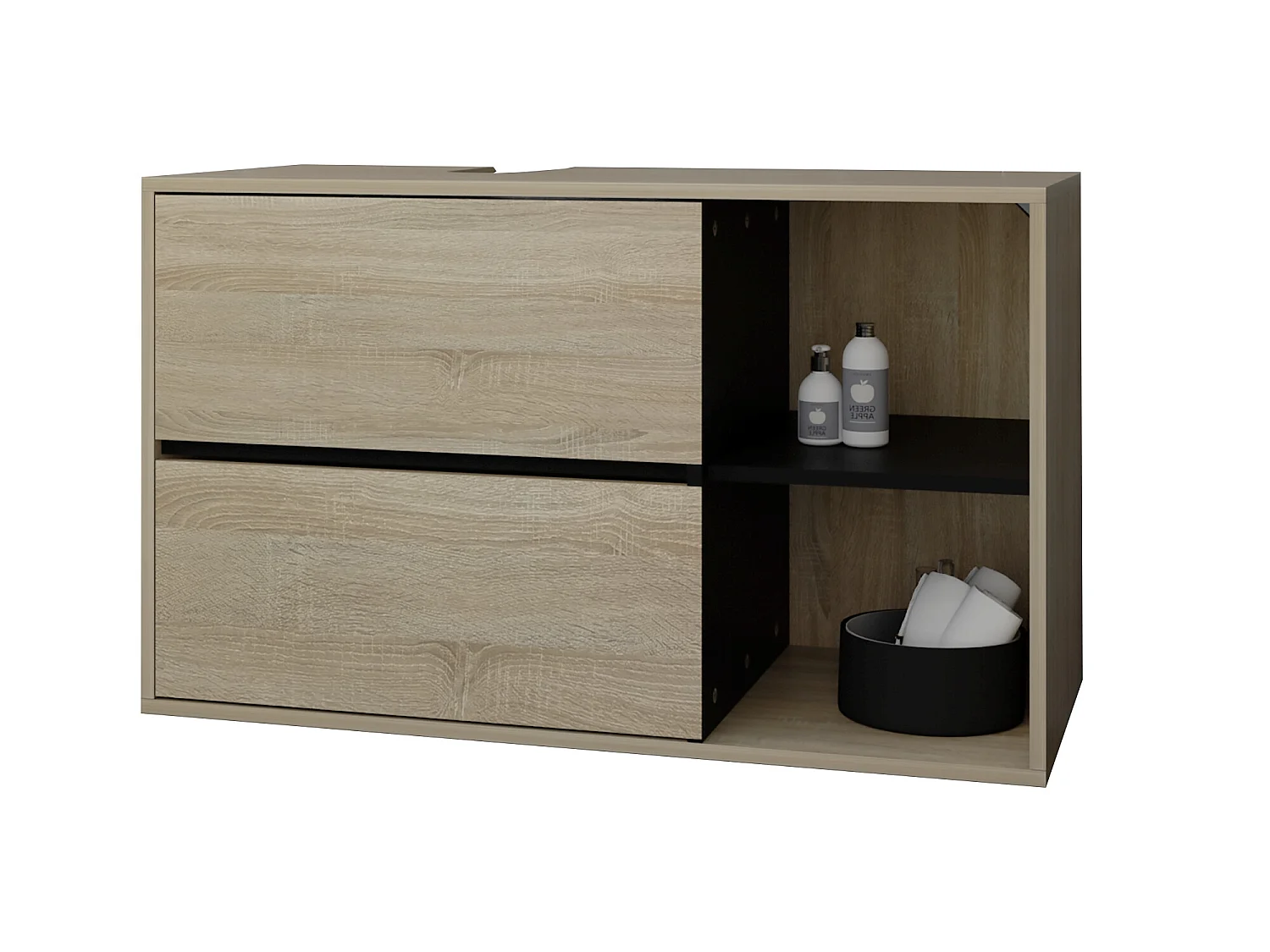 Mueble de baño con 2 cajones MDF marrón/negro ML-DESIGN