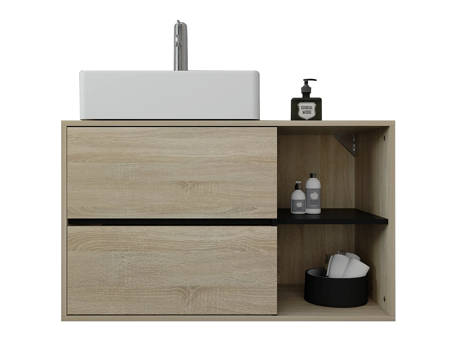 Mueble de baño con 2 cajones MDF marrón/negro ML-DESIGN
