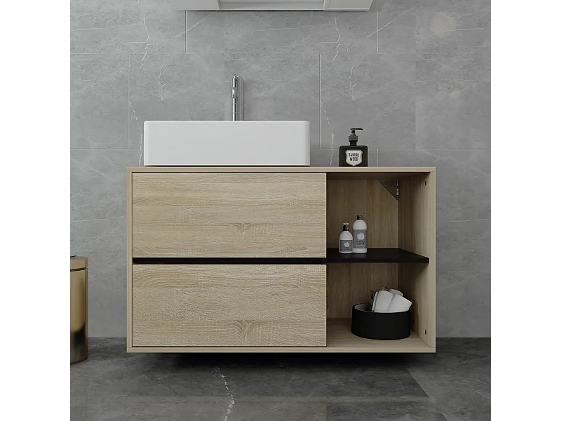 Mueble de baño con 2 cajones MDF marrón/negro ML-DESIGN