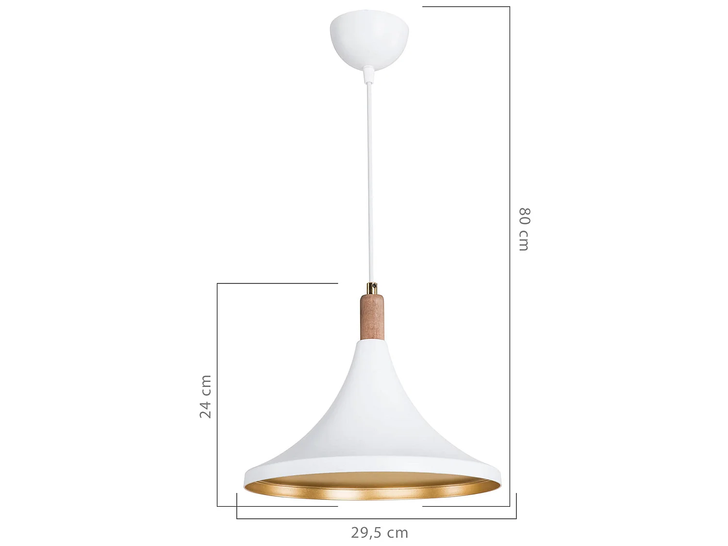Suspension Hastings en plastique hauteur 80 cm E27 blanc / doré [lux.pro]