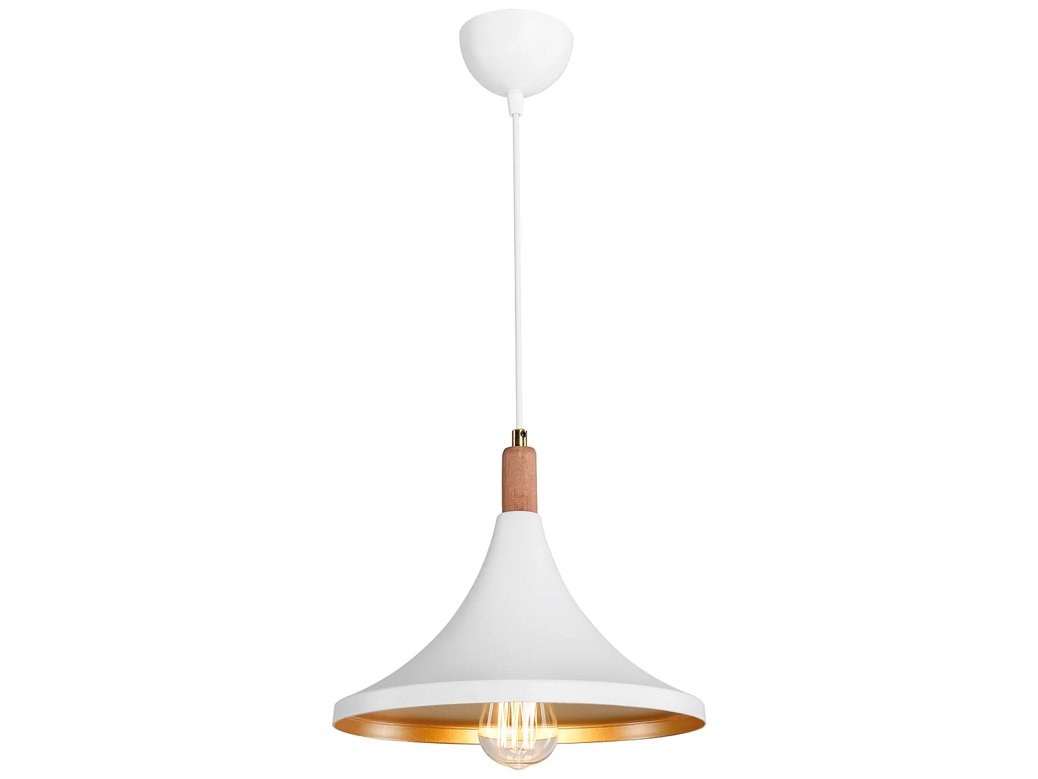 Suspension Hastings en plastique hauteur 80 cm E27 blanc / doré [lux.pro]