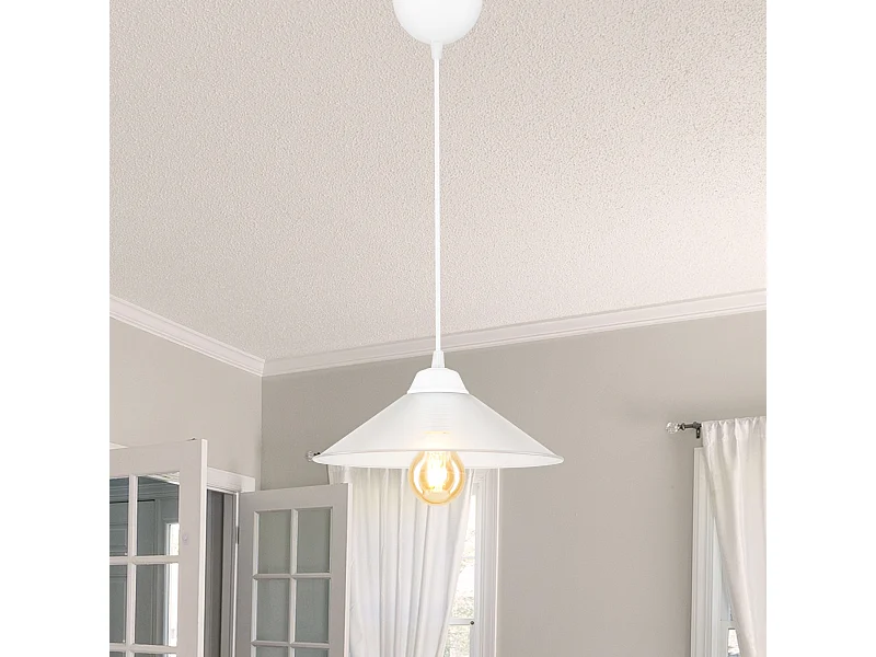 Suspension Hereford en plastique hauteur 48 cm E27 blanc / transparent [lux.pro]