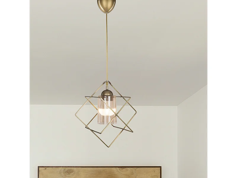 Suspension Beeston en métal ABS 62 cm E27 bronze patiné [lux.pro]