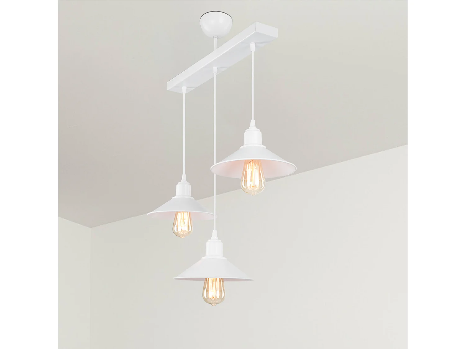 Suspension Darlington en plastique hauteur 80 cm 3 x E27 blanc [lux.pro]