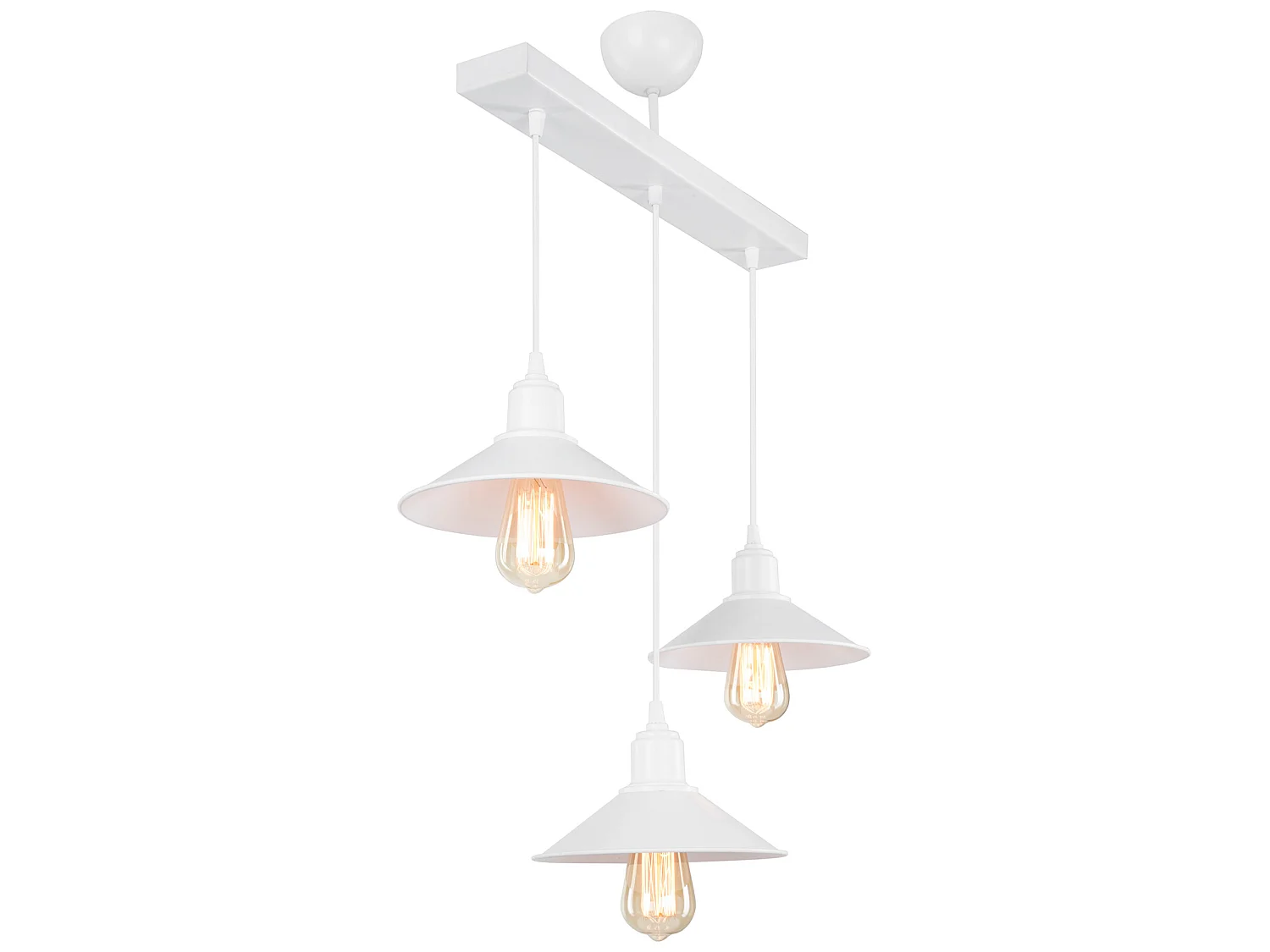 Suspension Darlington en plastique hauteur 80 cm 3 x E27 blanc [lux.pro]