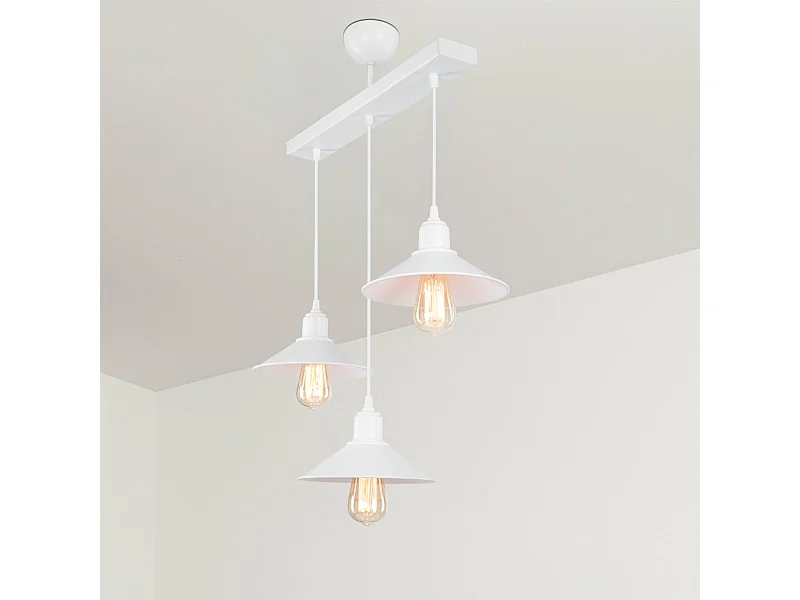 Suspension Darlington en plastique hauteur 80 cm 3 x E27 blanc [lux.pro]