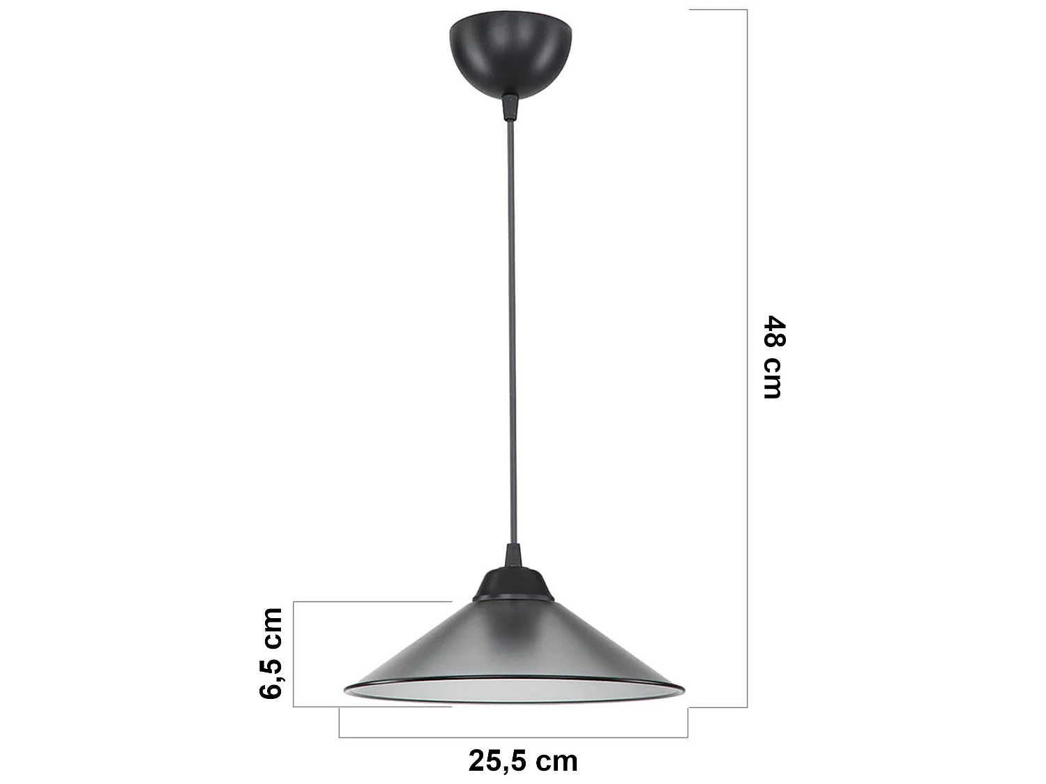 Suspension Hereford en plastique hauteur 48 cm E27 noir / gris [lux.pro]