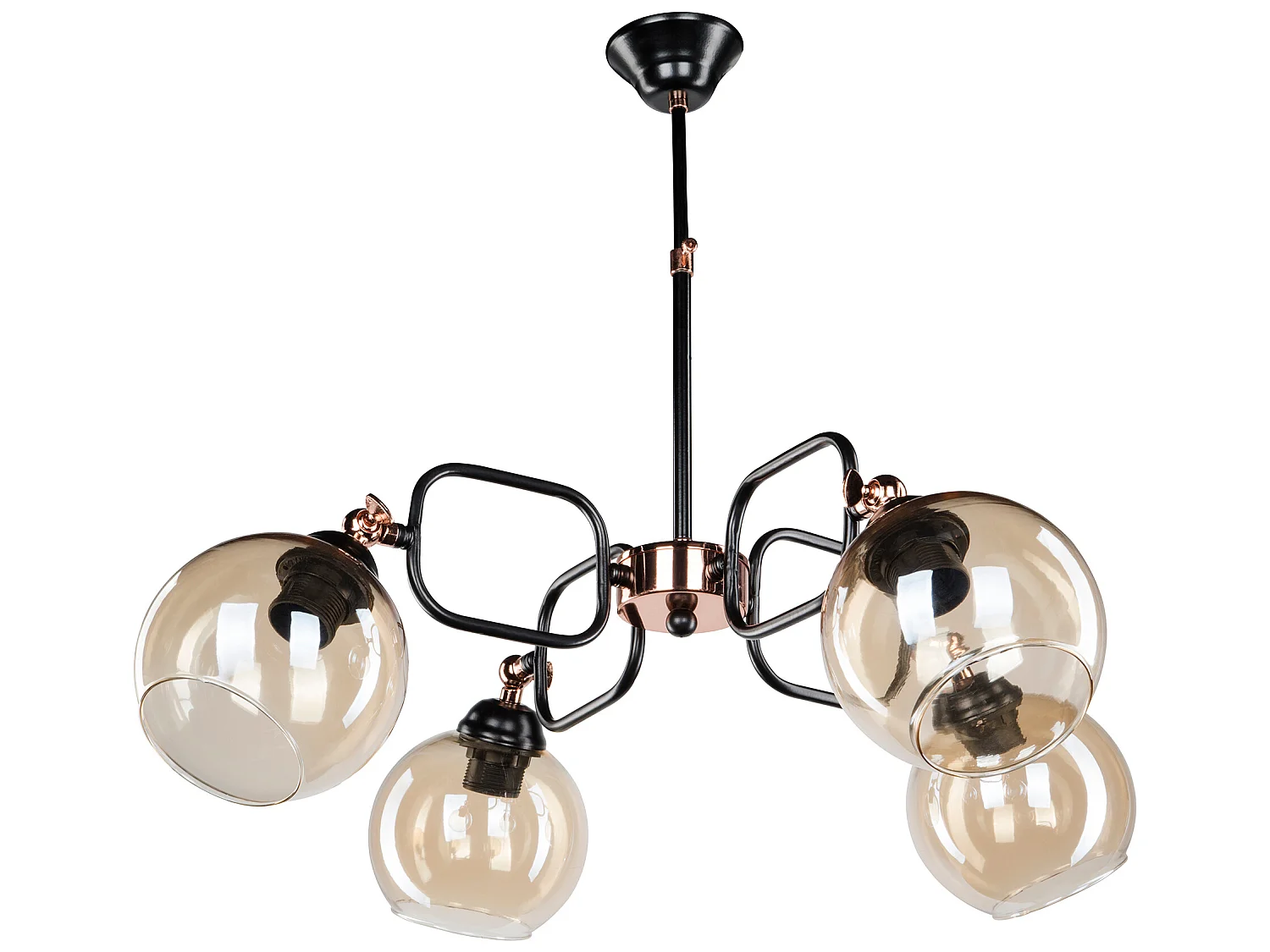 Suspension Crawley en métal verre hauteur 57 cm 4 x E27 noir / cuivre [lux.pro]