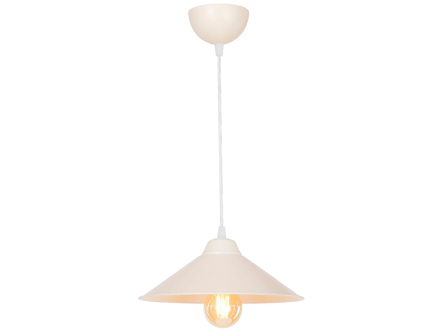 Suspension Hereford en plastique hauteur 48 cm E27 blanc / crème [lux.pro]