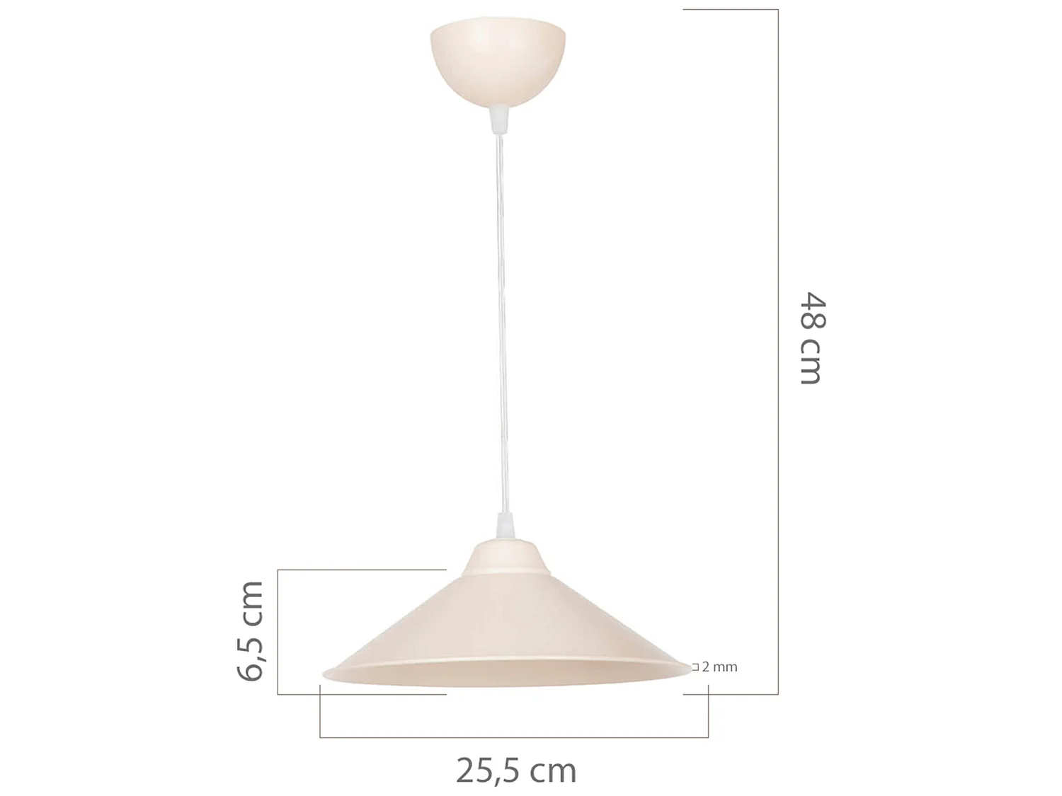 Suspension Hereford en plastique hauteur 48 cm E27 blanc / crème [lux.pro]