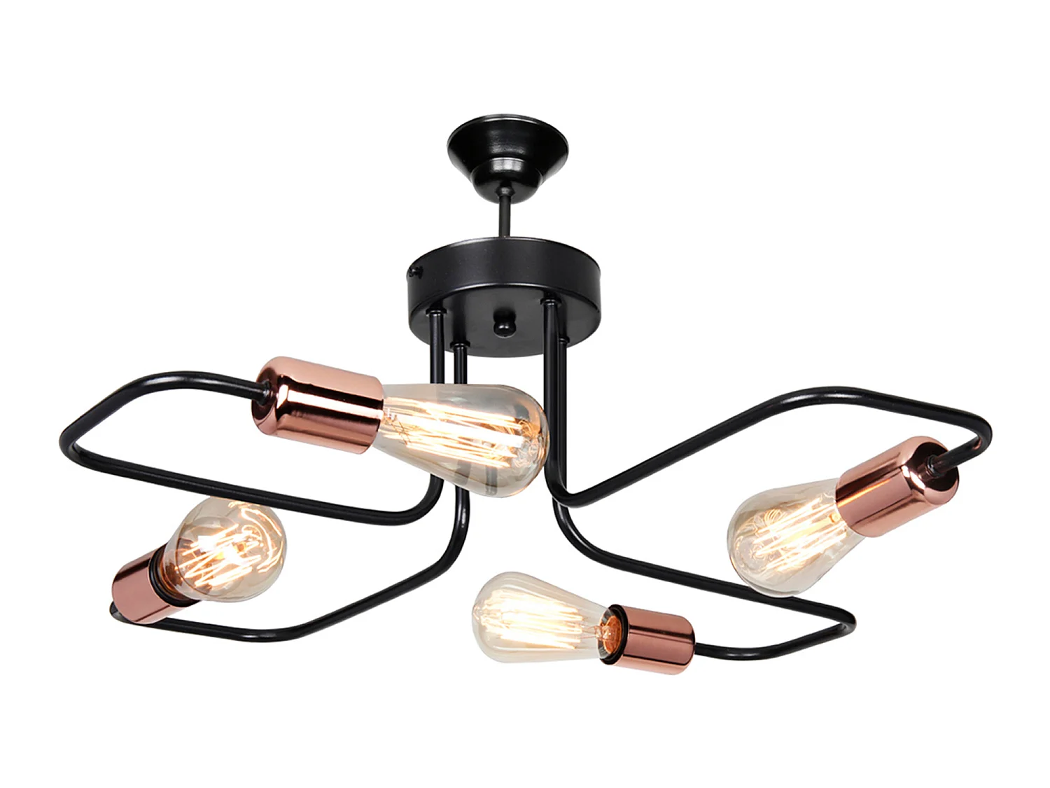 Plafonnier Harlow en métal 37 cm 4 x E27 noir / cuivre [lux.pro]