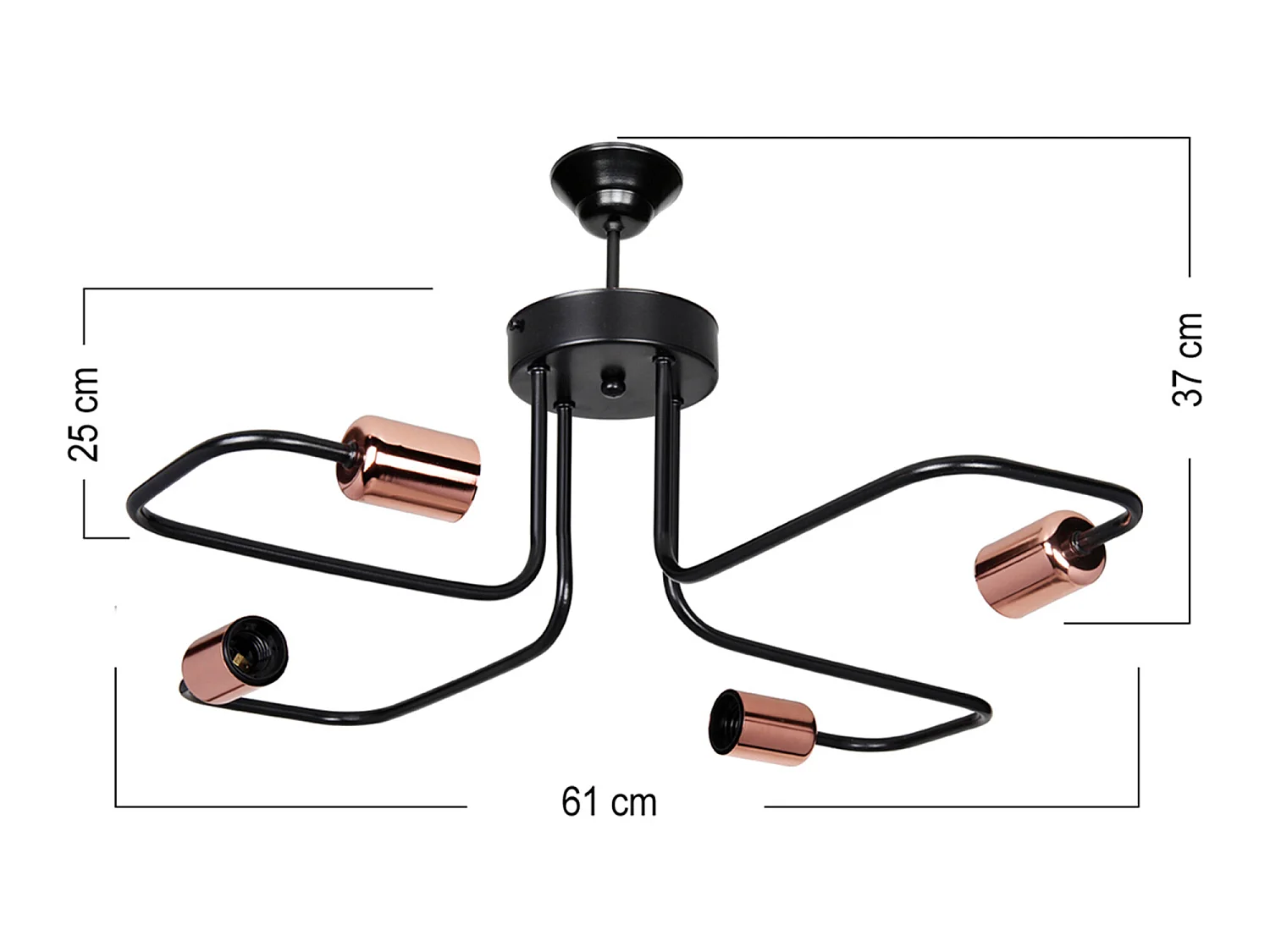 Plafonnier Harlow en métal 37 cm 4 x E27 noir / cuivre [lux.pro]