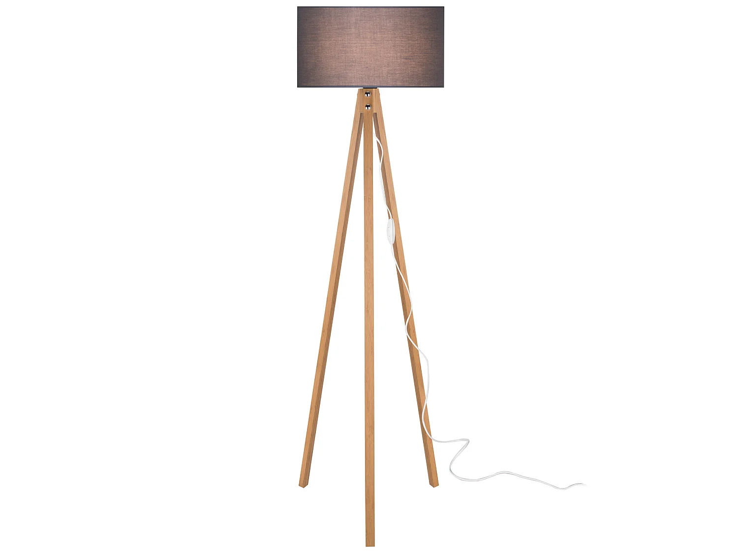 Lampadaire Rochester trépied hauteur 136 cm E27 bambou / noir [lux.pro]