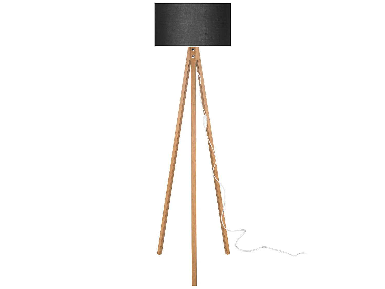 Lampadaire Rochester trépied hauteur 136 cm E27 bambou / noir [lux.pro]