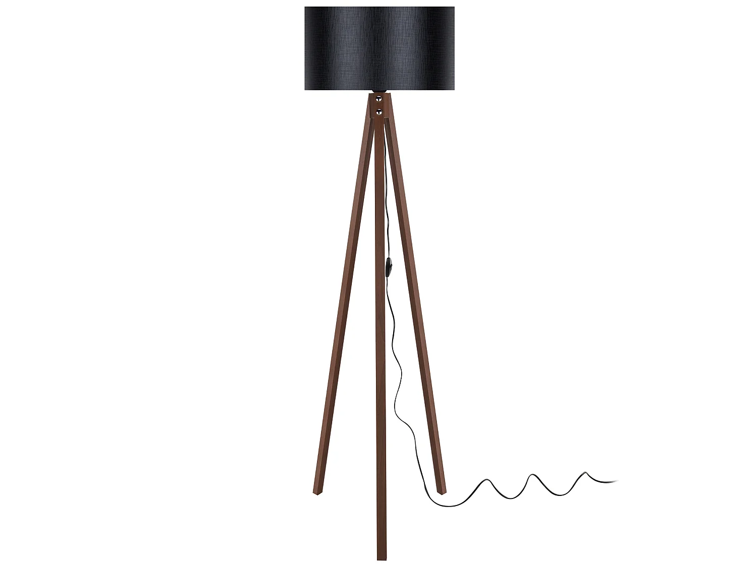 Lampadaire Rochester trépied hauteur 136 cm E27 effet noyer / noir [lux.pro]