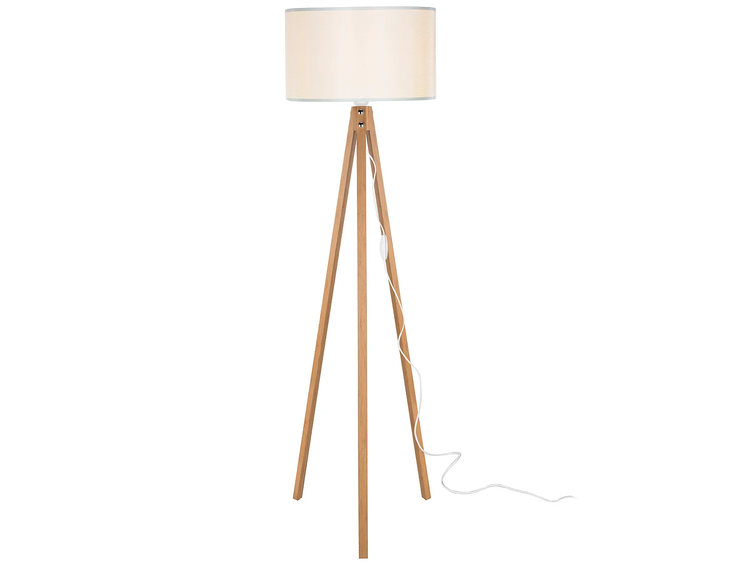 Lampadaire Rochester trépied hauteur 136 cm E27 bambou / crème [lux.pro]