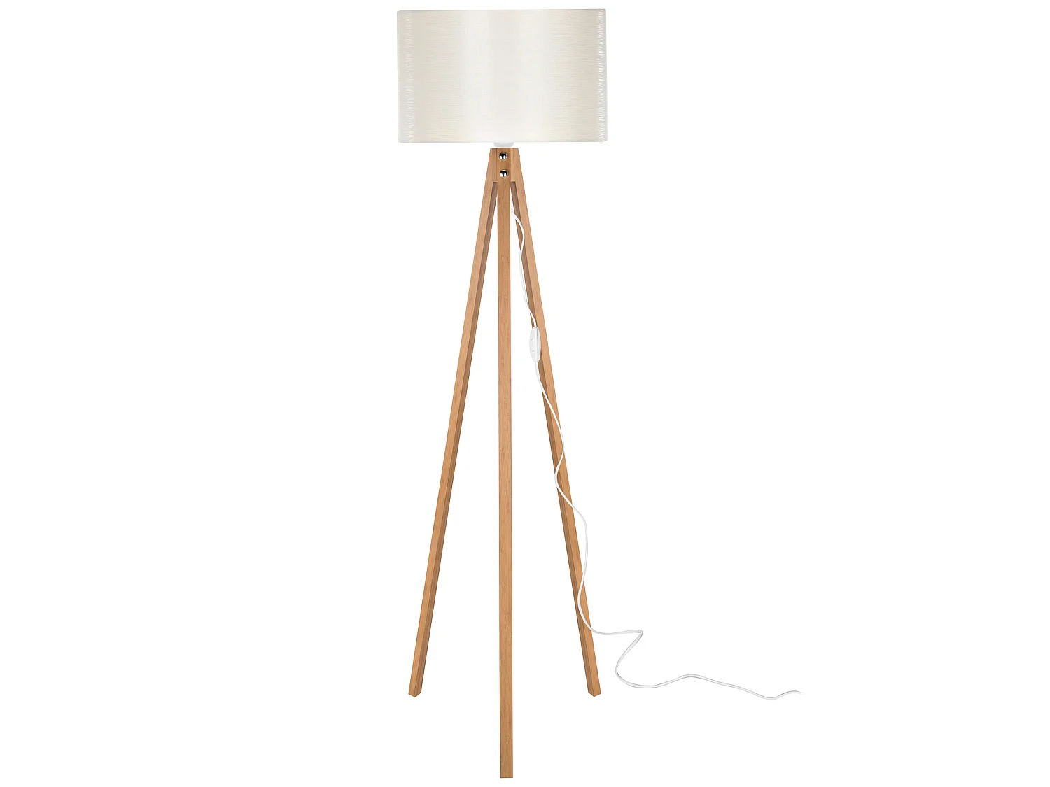 Lampadaire Rochester trépied hauteur 136 cm E27 bambou / crème [lux.pro]