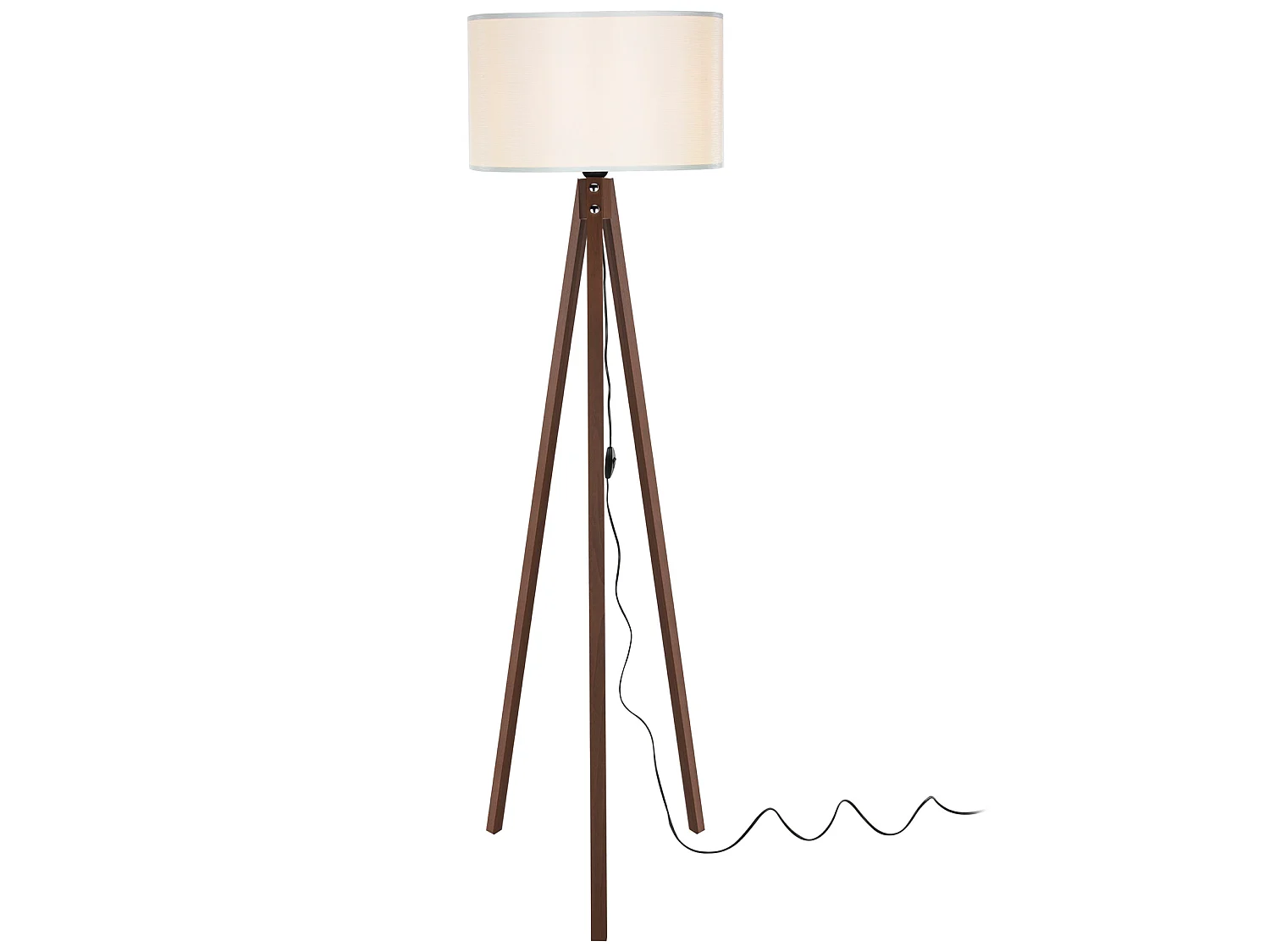 Lampadaire Rochester trépied hauteur 136 cm E27 effet noyer / crème [lux.pro]