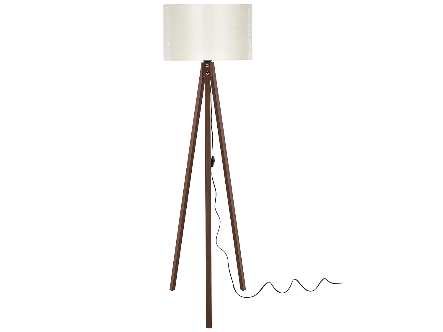 Lampadaire Rochester trépied hauteur 136 cm E27 effet noyer / crème [lux.pro]
