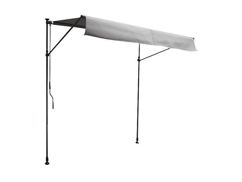 Store banne pour balcon CHENE 2 × 1,2m - Toile grise et structure grise - HAPPY GARDEN