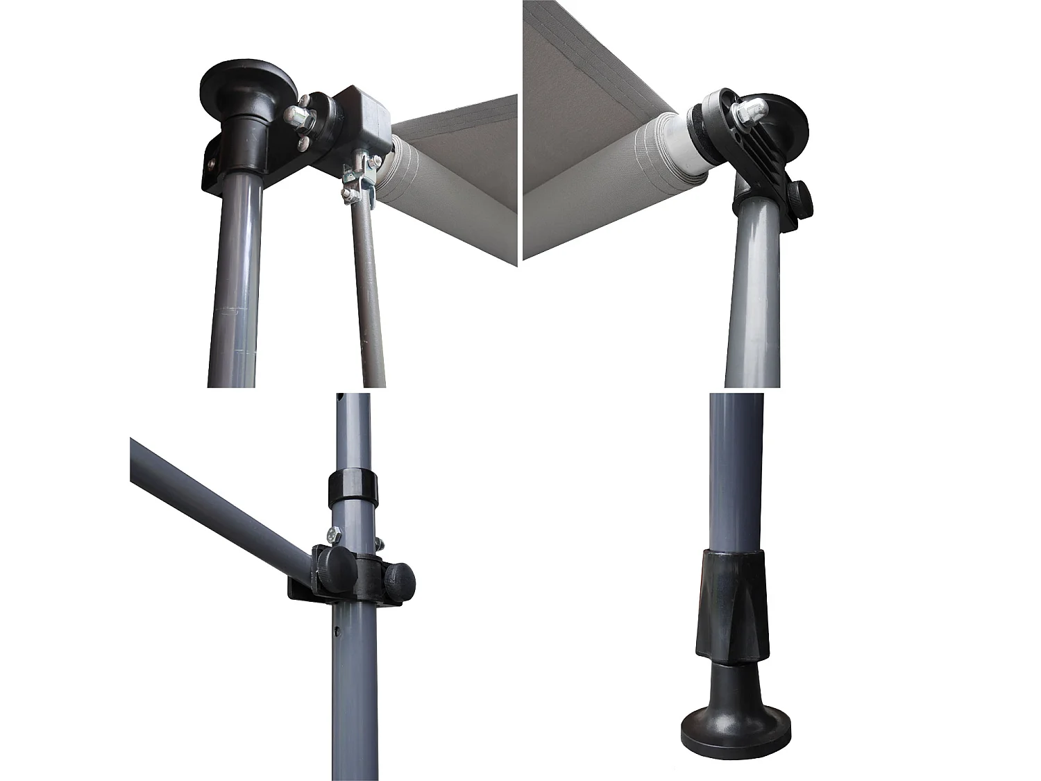 CHENE balkonluifel 2 × 1.2m - Grijs doek en grijs frame