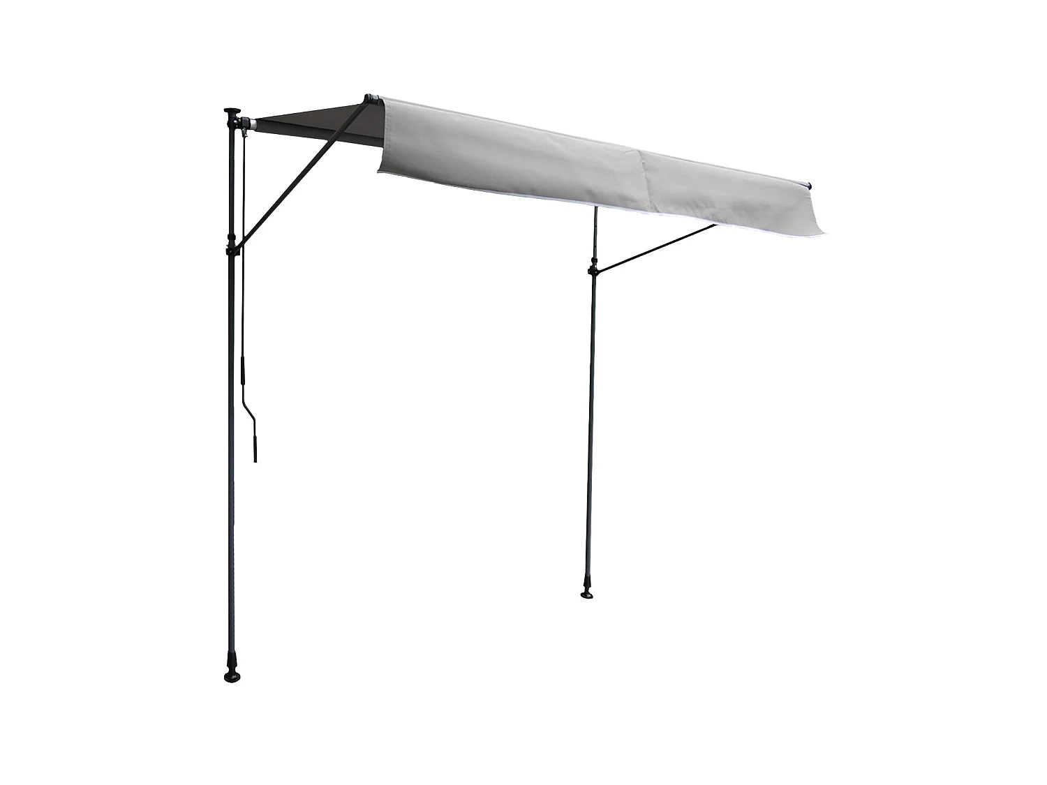 Store banne pour balcon CHENE 2 × 1,2m - Toile grise et structure grise - HAPPY GARDEN