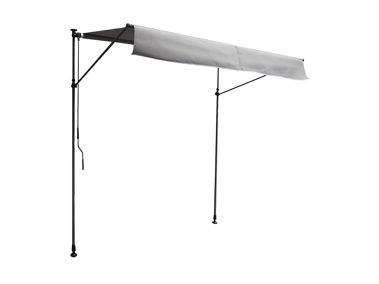 Store banne pour balcon CHENE 2 × 1,2m - Toile grise et structure grise - HAPPY GARDEN