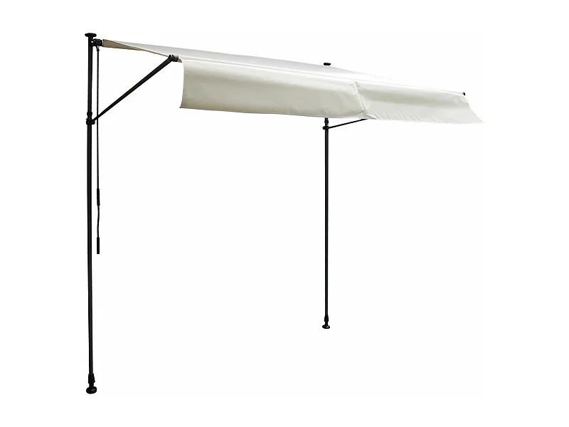 Store banne pour balcon CHENE 2 × 1,2m - Toile beige et structure grise - HAPPY GARDEN