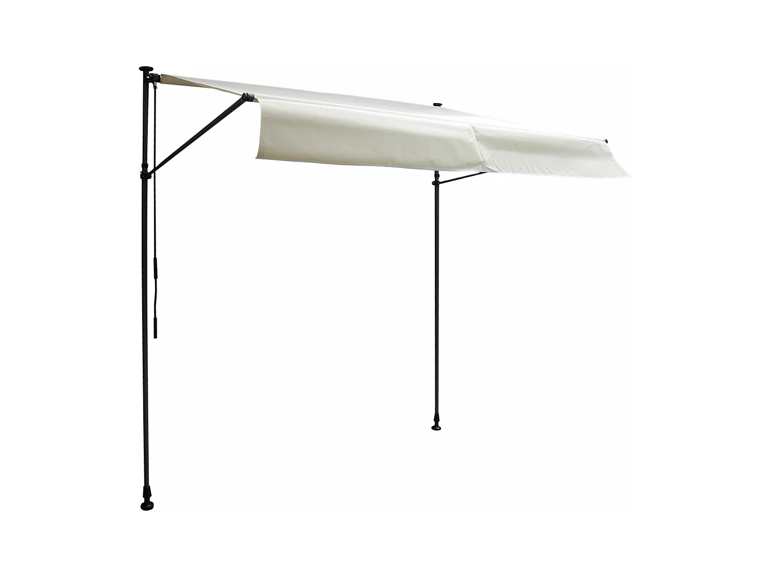 Store banne pour balcon CHENE 2 × 1,2m - Toile beige et structure grise - HAPPY GARDEN