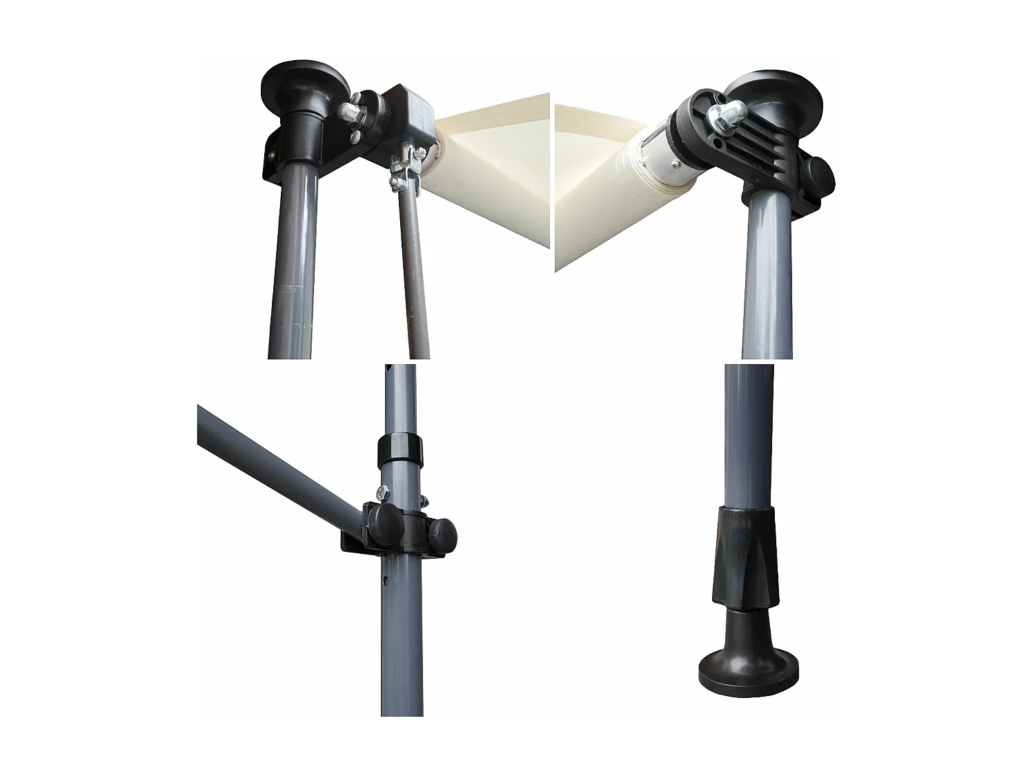 CHENE balkonluifel 2 × 1.2m - Beige doek en grijs frame