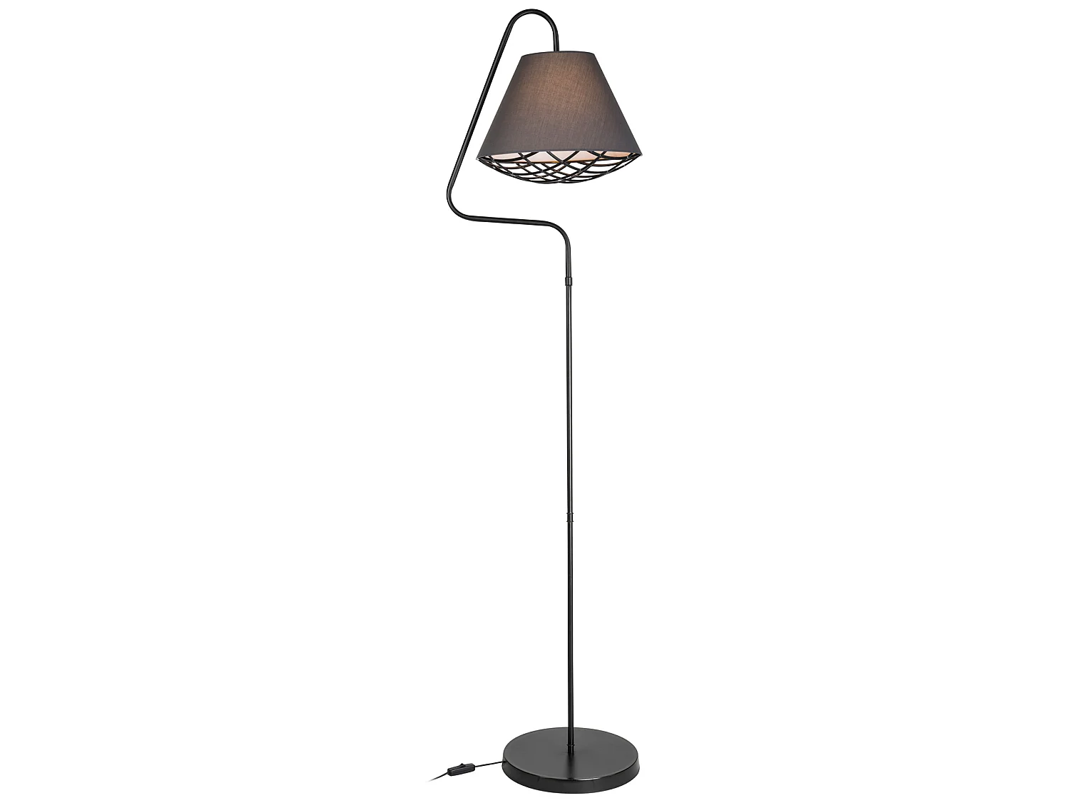 Lampadaire Gateshead en métal et textile hauteur 160 cm E27 noir / gris [lux.pro]