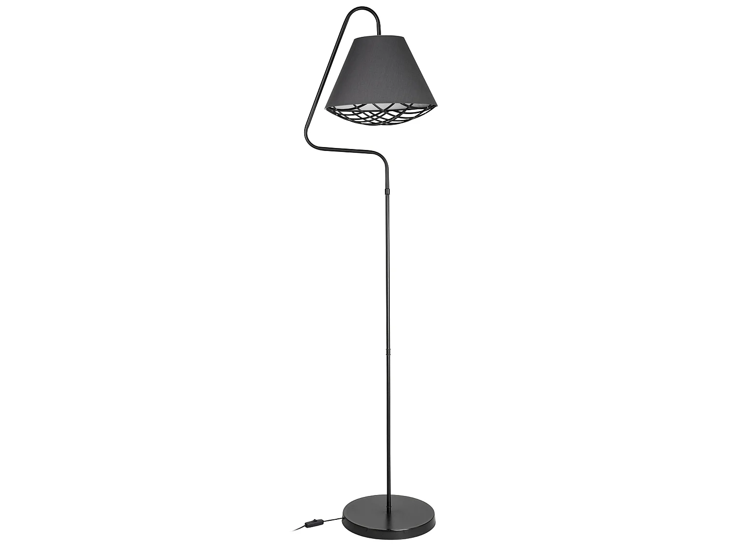 Lampadaire Gateshead en métal et textile hauteur 160 cm E27 noir / gris [lux.pro]