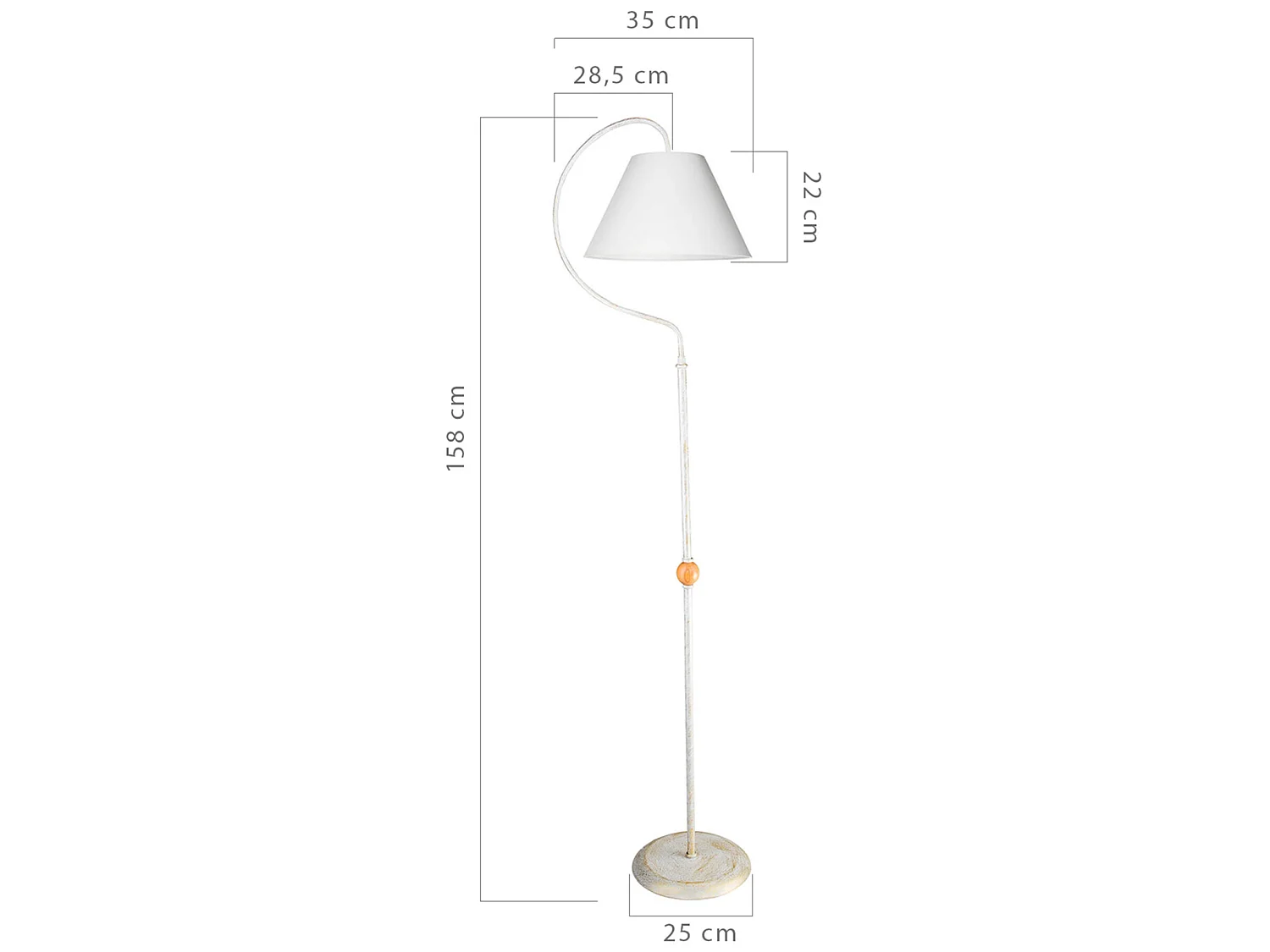 Lampadaire Epsom en métal hauteur 158 cm E27 blanc patiné [lux.pro]