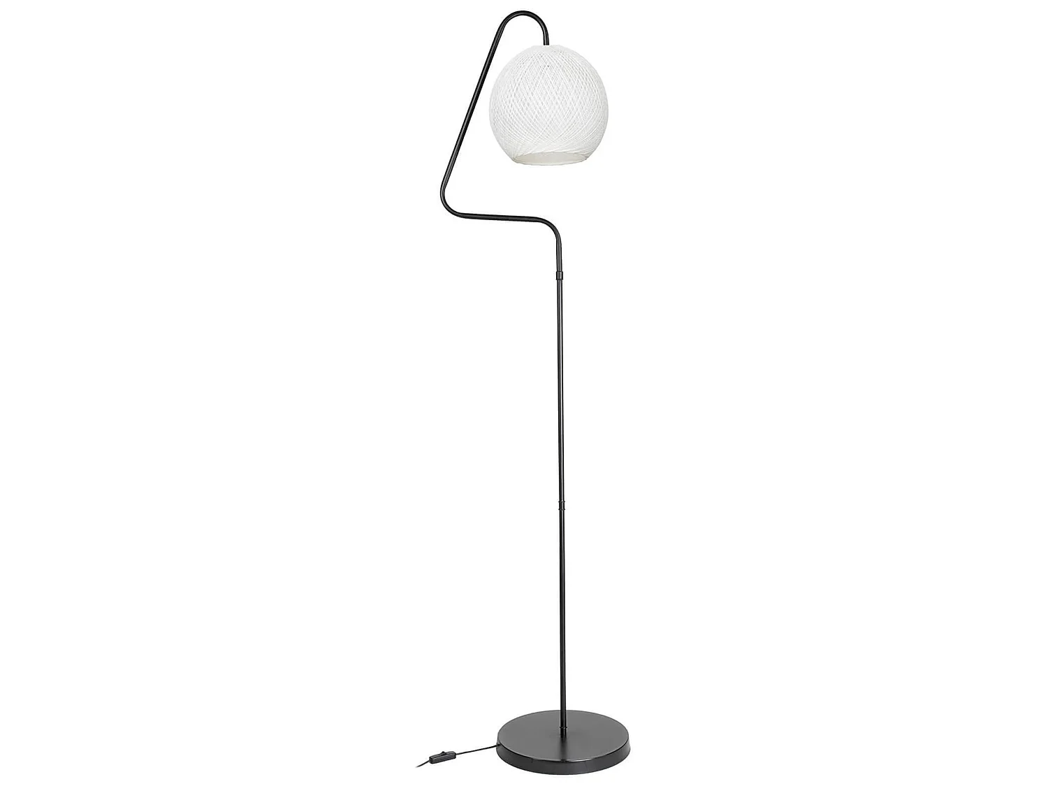 Lampadaire Littlehampton en métal et corde de jute hauteur 160 cm E27 noir / blanc [lux.pro]