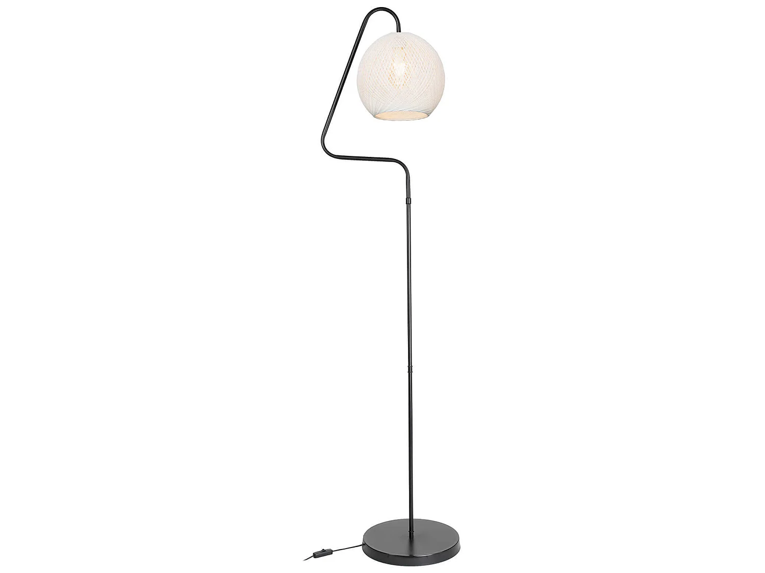 Lampadaire Littlehampton en métal et corde de jute hauteur 160 cm E27 noir / blanc [lux.pro]