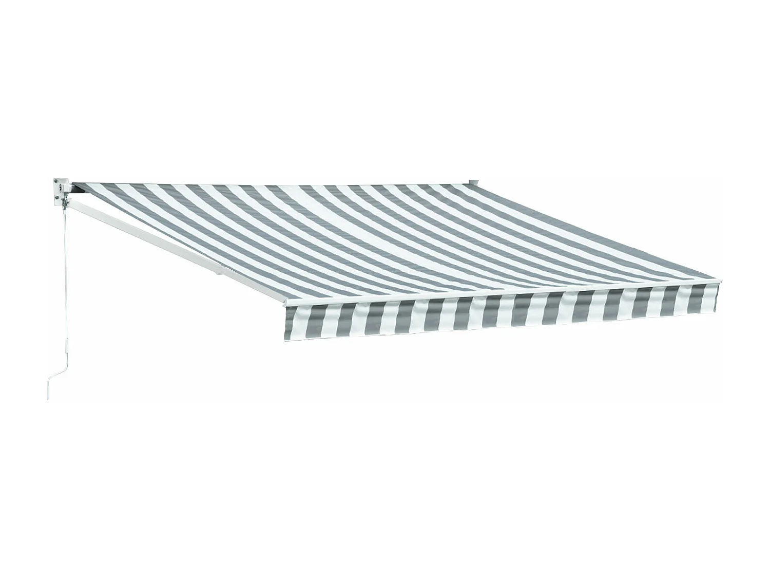 Toldo SAULE 3,5 × 3m - Tecido riscado branco/cinzento e estrutura branca