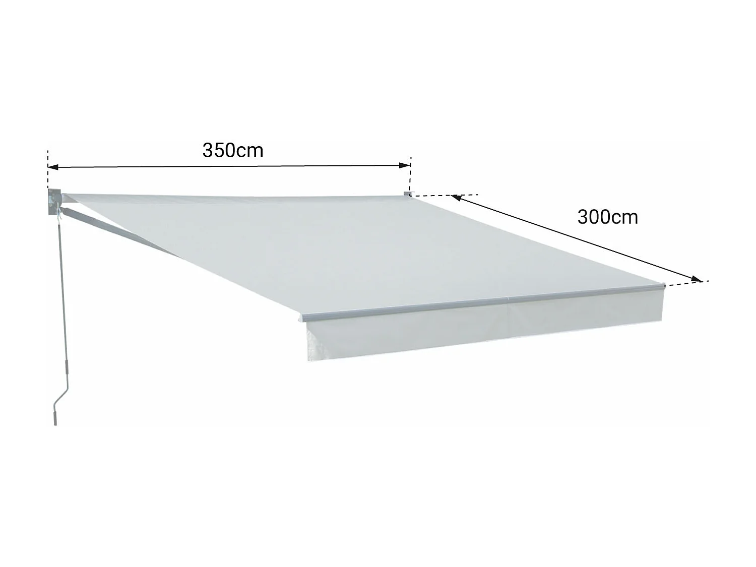 Toldo SAULE 3,5 × 3m - Tecido riscado branco/cinzento e estrutura branca