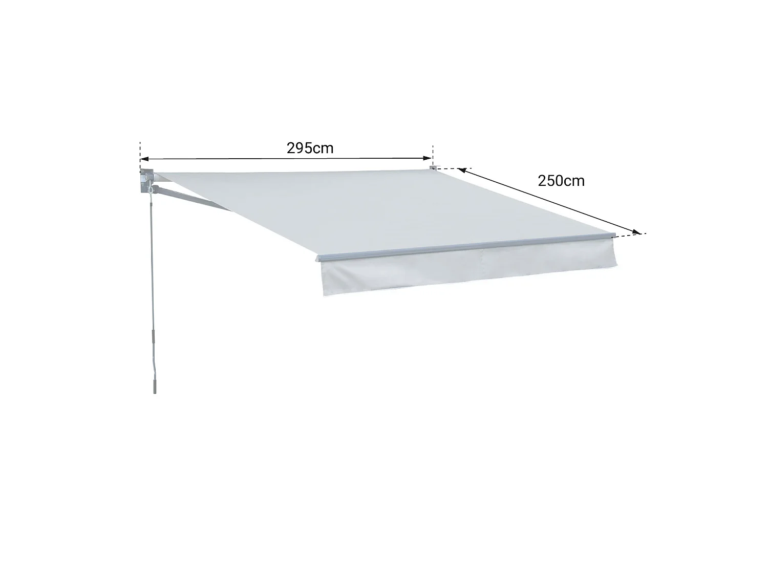 SAULE luifel 2,95 × 2,5m - Wit/grijs gestreept doek en witte structuur