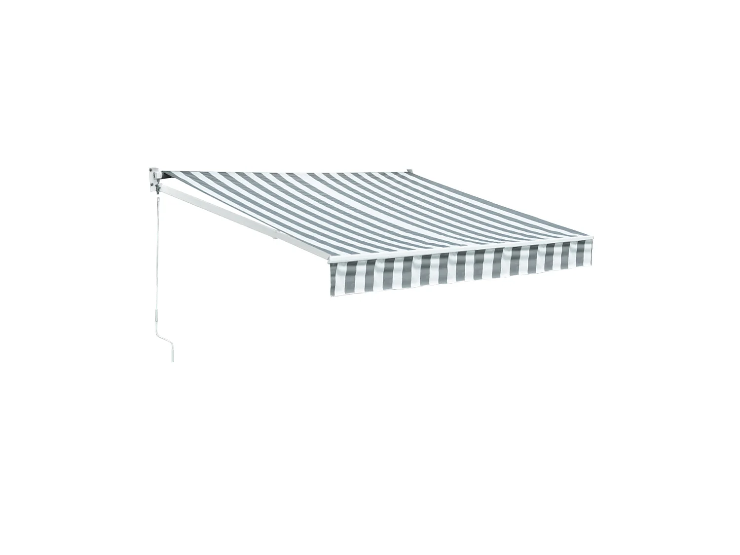 SAULE luifel 2,95 × 2,5m - Wit/grijs gestreept doek en witte structuur