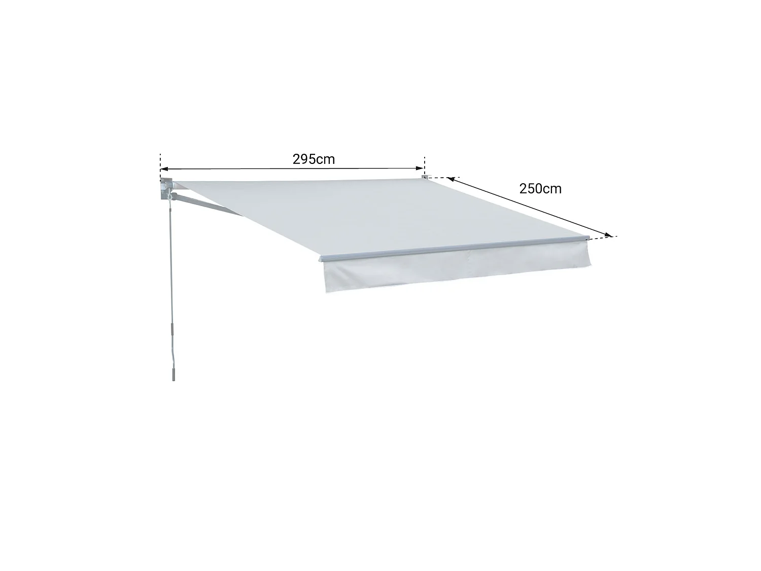 Store banne SAULE 2,95 × 2,5m - Toile rayée blanche/grise et structure blanche - HAPPY GARDEN
