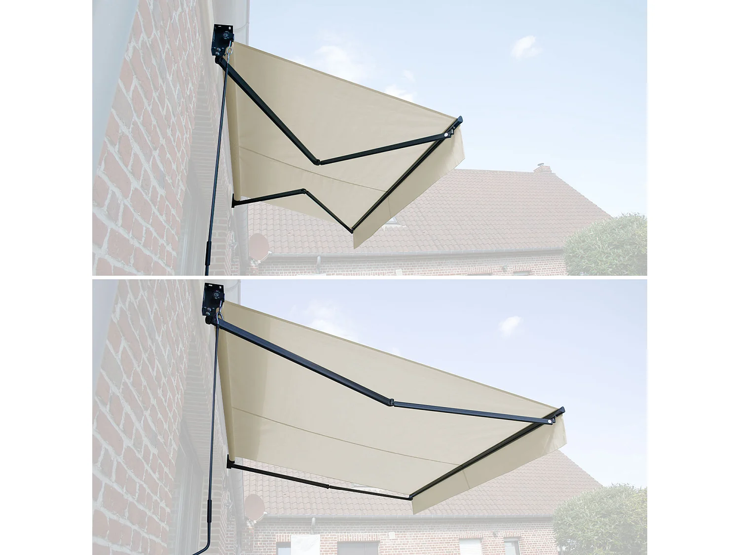 SAULE luifel 2,95 × 2,5m - Beige doek en grijze structuur