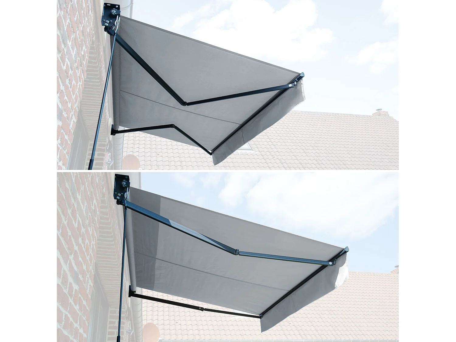 Toldo SAULE 2,95 × 2,5m - Tecido cinzento e estrutura cinzenta