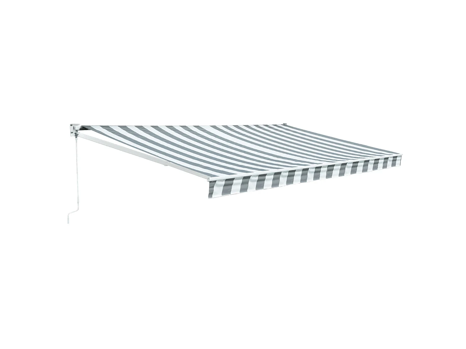 Toldo SAULE 3,95 × 3m - Tecido riscado branco/cinzento e estrutura branca