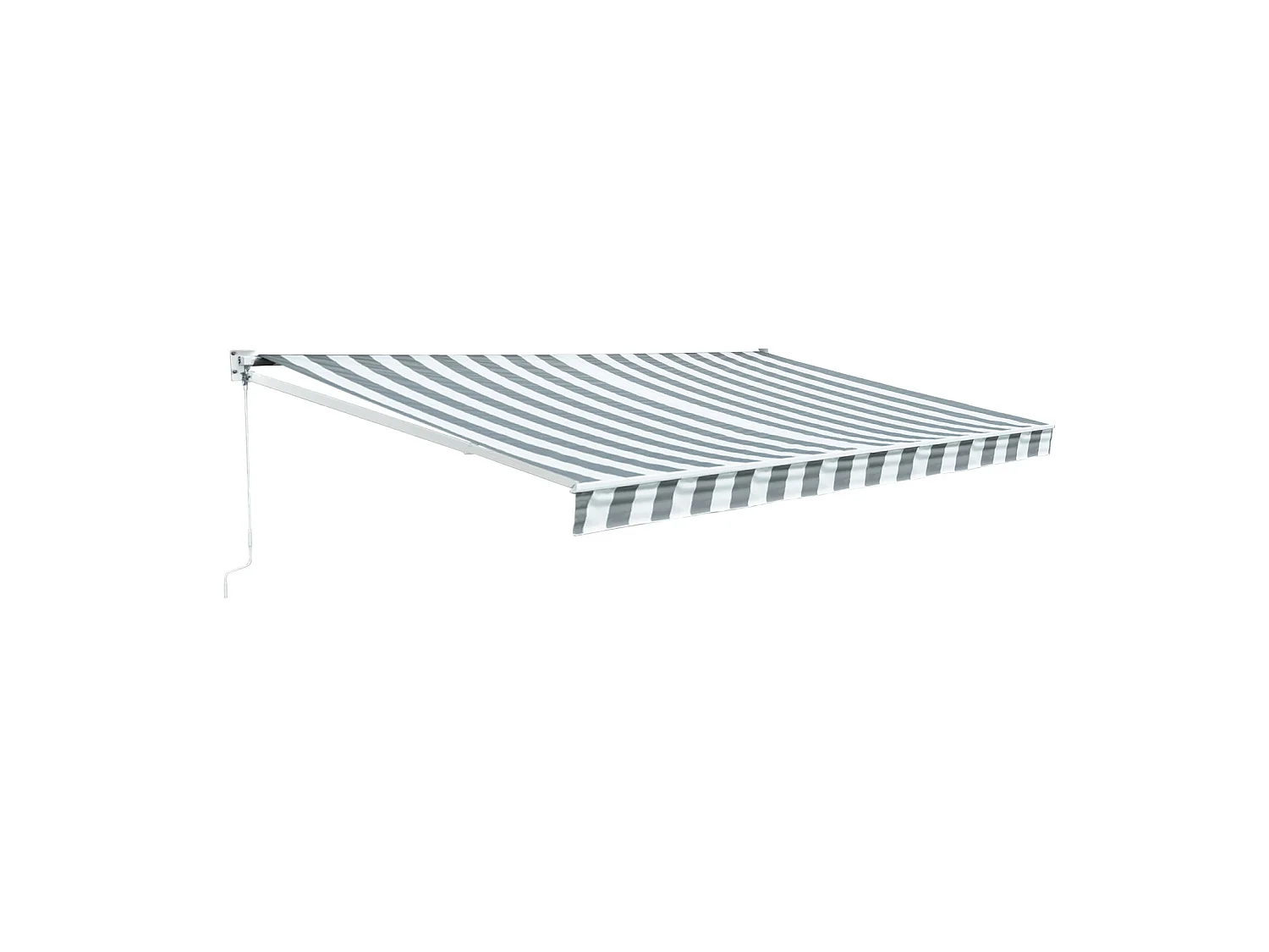 Toldo SAULE 3,95 × 3m - Tecido riscado branco/cinzento e estrutura branca
