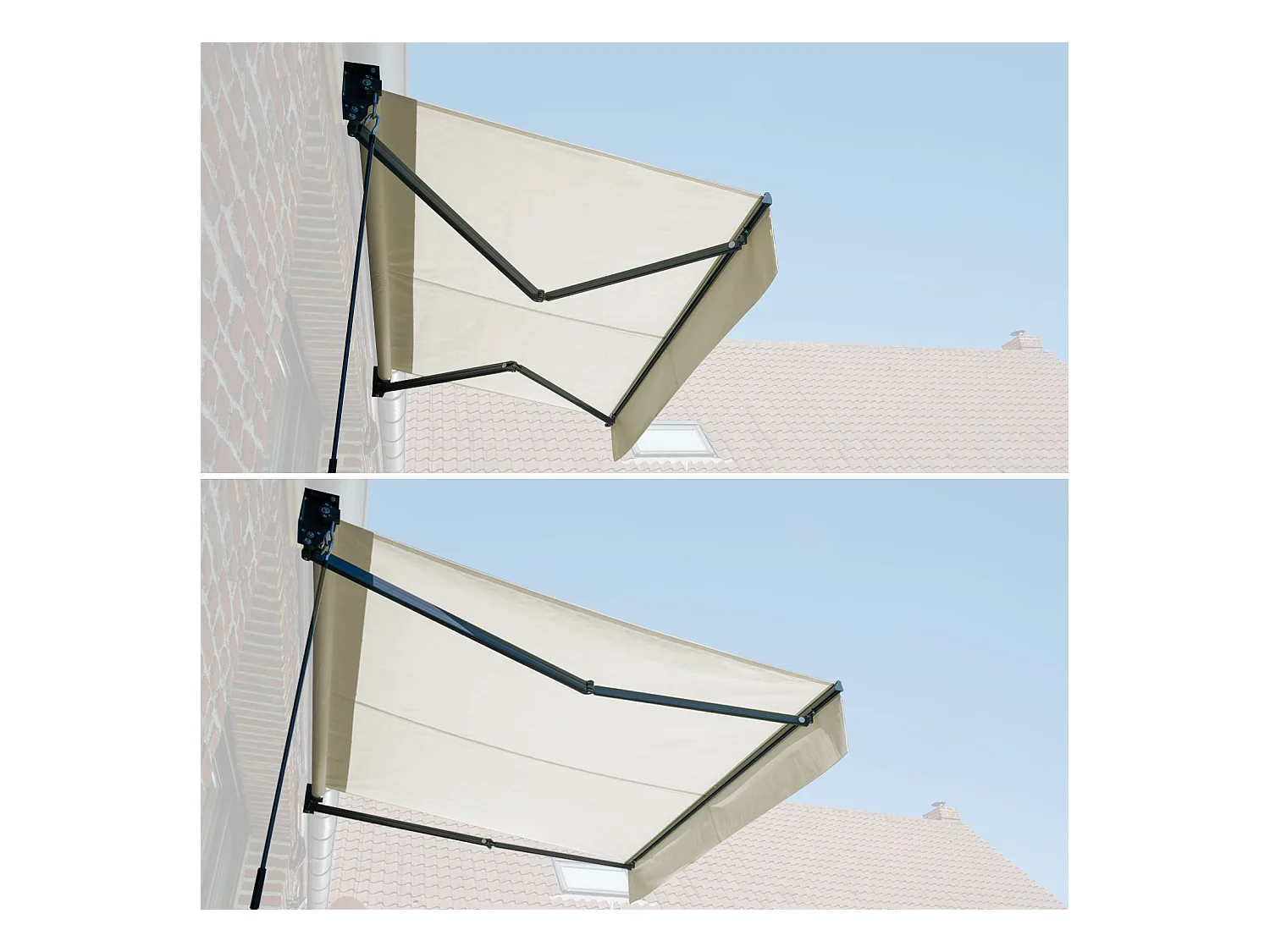 SAULE luifel 2,5 × 2m - Beige doek en grijze structuur