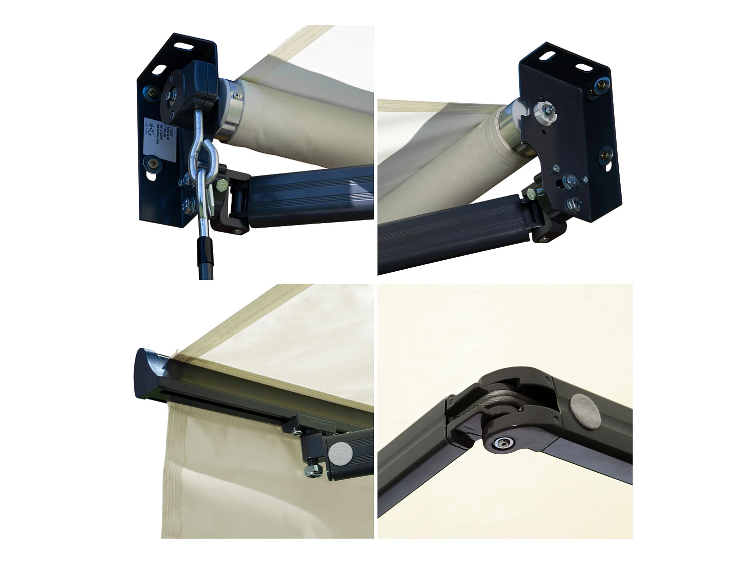 SAULE luifel 2,5 × 2m - Beige doek en grijze structuur